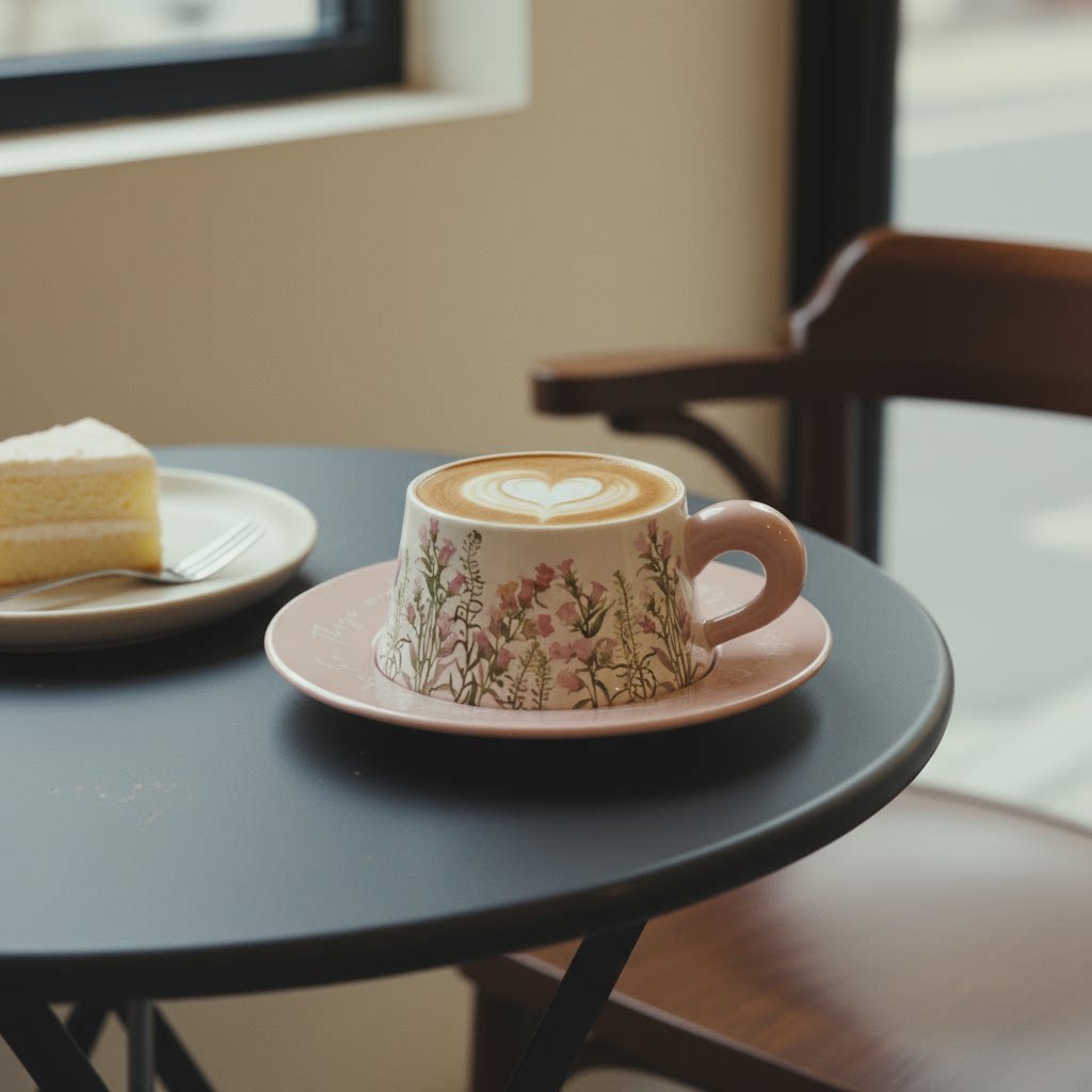 Christmas Lily of the Valley Flower Coffee Cup and Saucer Set (Ceramic Coffee Cup)