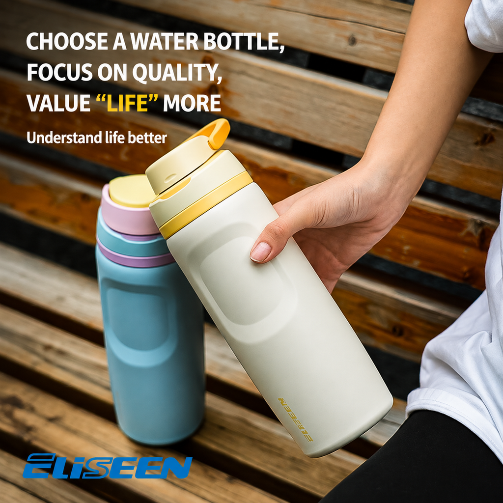 【Eliseen】26oz Insulated Water Bottle with Dual-Sip Lid – 304 Stainless Steel, Dishwasher Safe, with Handle