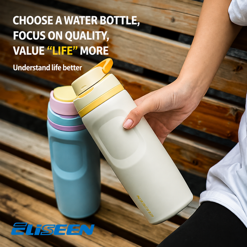 【Eliseen】26oz Insulated Water Bottle with Dual-Sip Lid – 304 Stainless Steel, Dishwasher Safe, with Handle