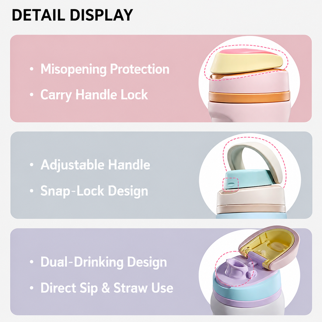 【Eliseen】26oz Insulated Water Bottle with Dual-Sip Lid – 304 Stainless Steel, Dishwasher Safe, with Handle